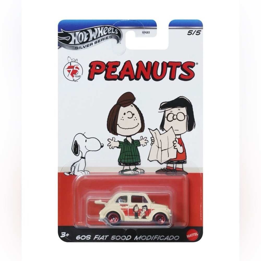 Peanuts Hot Wheels Silver Series 5/5 Toy Car 60S Fiat 500D Modificado NWT